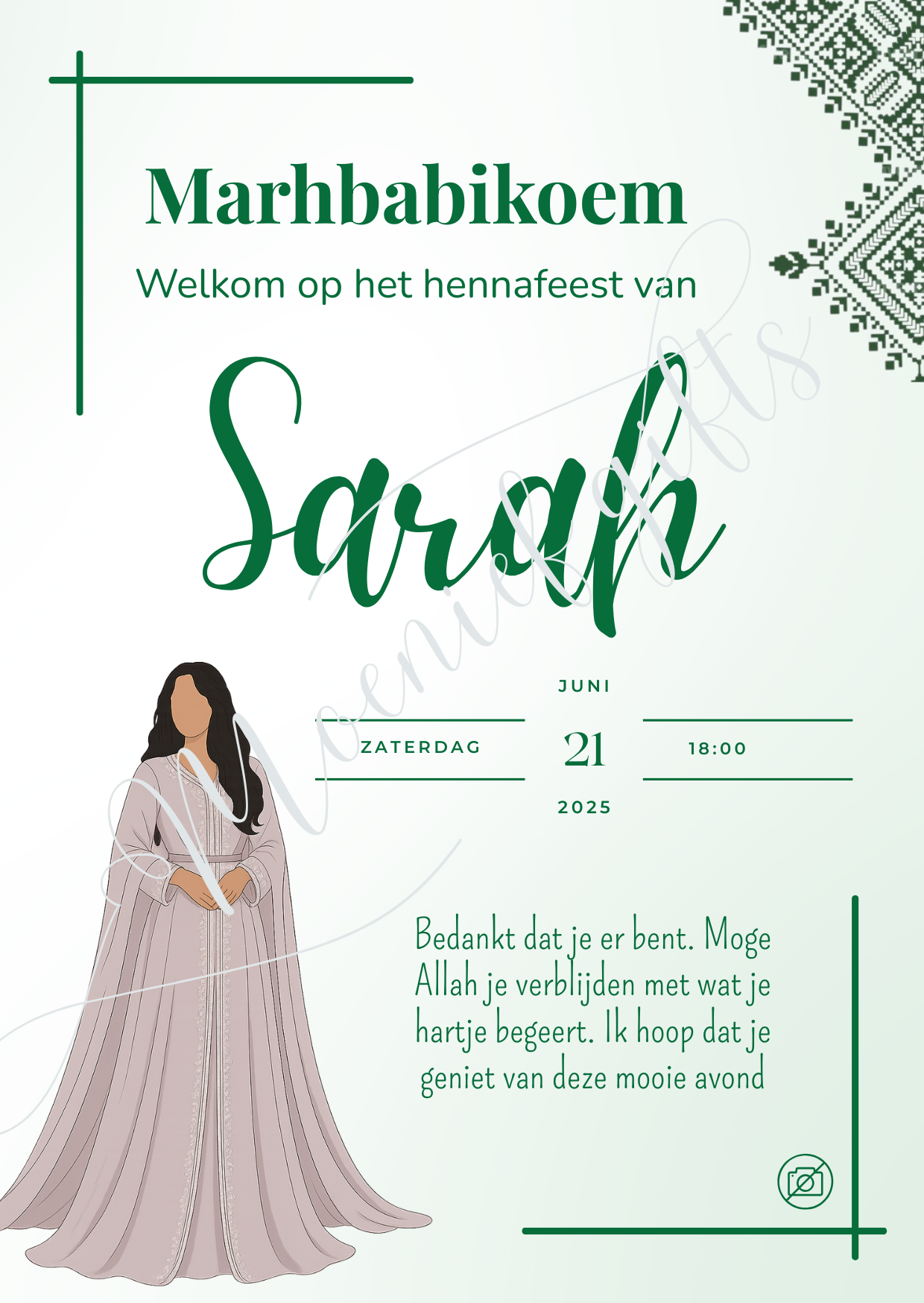 Henna tafelkaart Sarah