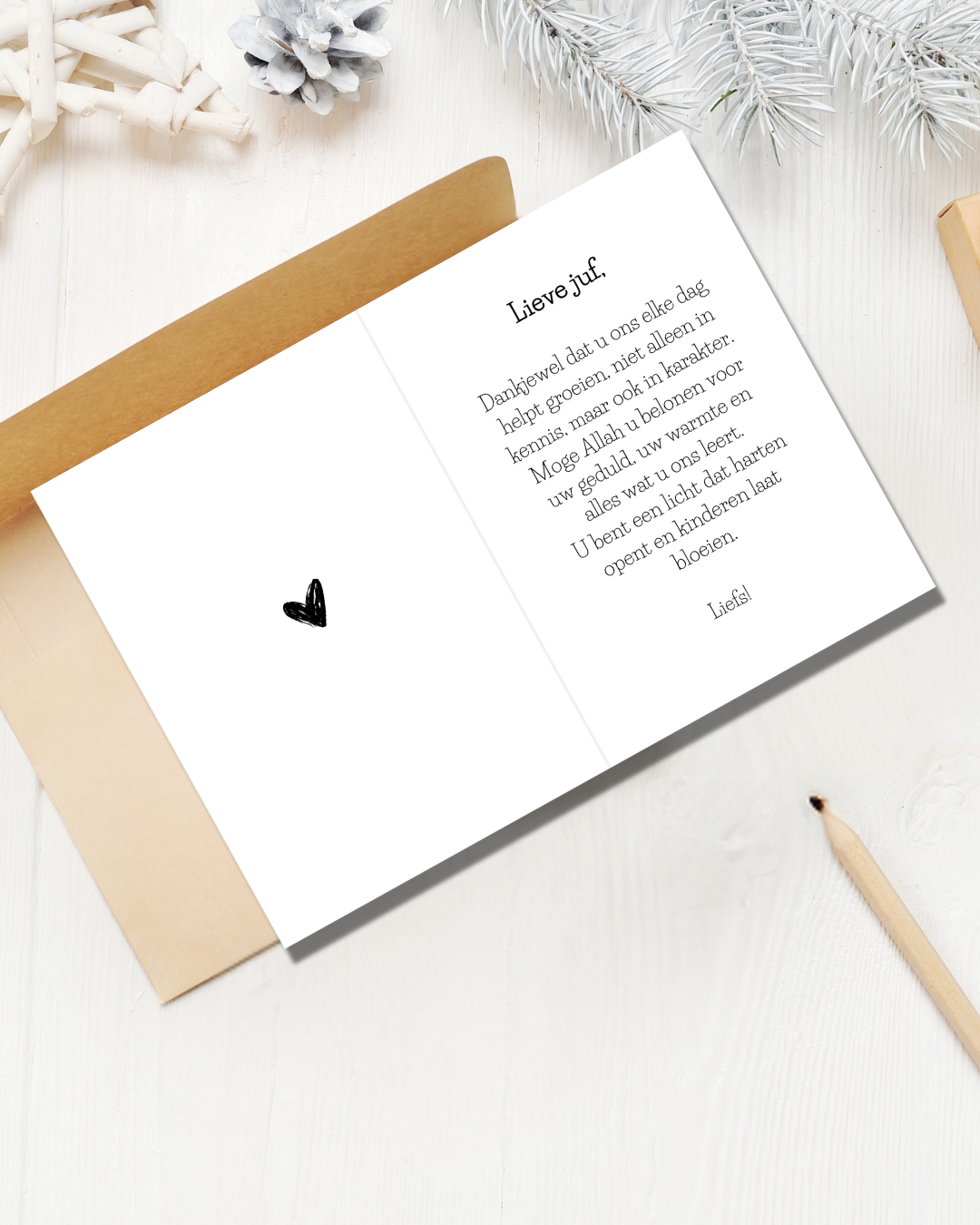 Wenskaart Bedankt juf