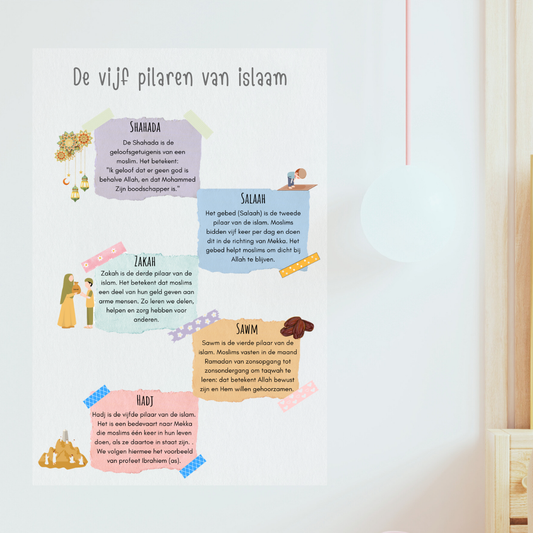 Sticker uitleg 5 pilaren van de islam (jongen)