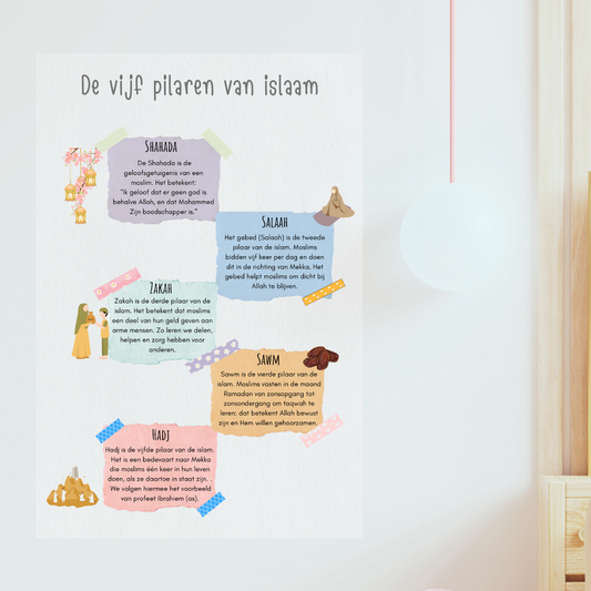 Sticker uitleg 5 pilaren van de islam (meisje)