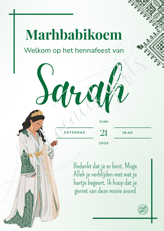 Henna tafelkaart Sarah