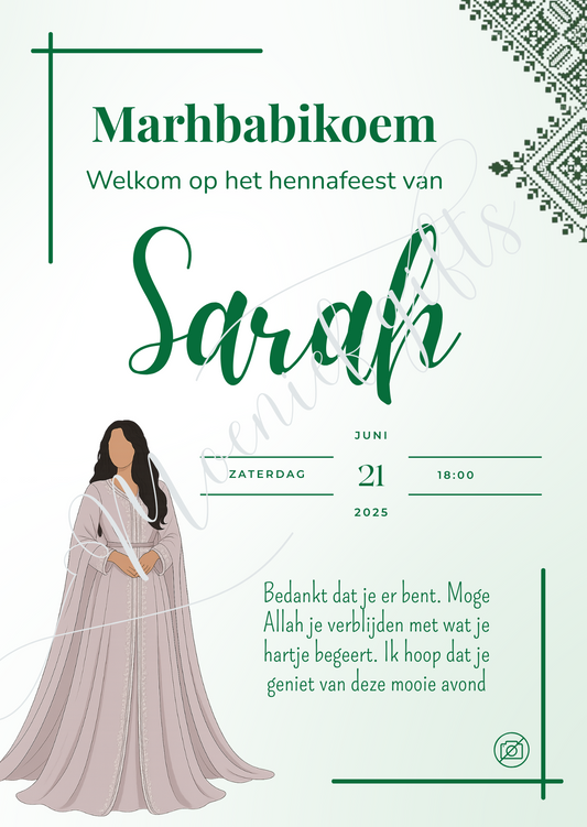 Henna tafelkaart Sarah